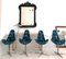 Italian Style Chrome Dining Chairs with Original Blue Velvet Upholstery, 1970s, Set of 4 1