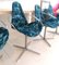 Chaises de Salle à Manger Style en Chrome avec Tissu d'Ameublement en Velours Bleu, Italie, 1970s, Set de 4 5