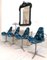 Chaises de Salle à Manger Style en Chrome avec Tissu d'Ameublement en Velours Bleu, Italie, 1970s, Set de 4 2