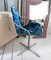 Italian Style Chrome Dining Chairs with Original Blue Velvet Upholstery, 1970s, Set of 4, Image 3