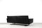 Scandinavian Minimalist Black Leather 3-Seater Sofa with Metal Legs, 1960s 18