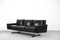 Scandinavian Minimalist Black Leather 3-Seater Sofa with Metal Legs, 1960s 1