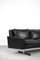 Scandinavian Minimalist Black Leather 3-Seater Sofa with Metal Legs, 1960s 4