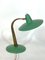Moderne italienische Mid-Century Tischlampe aus Messing & grüner Lackierung, 1950er 1