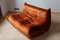 Amber Orange Velvet Togo Pouf and 2-Seat Sofa by Michel Ducaroy for Ligne Roset, Set of 2 10