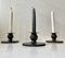 Art Deco Disco Metal Candlesticks from Just Andersen, 1940s, Set of 3 4