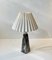 Scandinavian Modern Black White Sgrafitto Table Lamp by Elisabeth Loholt, 1950s 1