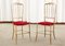 Italian Chiavari Chairs in Brass with Red Seat, 1950s, Set of 4 1