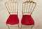 Italian Chiavari Chairs in Brass with Red Seat, 1950s, Set of 4 3