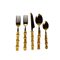 Bamboo and Golden Steel Casting Service for 12 People Composed of Double Forks, Knives, Spoons and Cucchains from Jieyang Rongcheng Chuangyaxing Stainless Steel Cutlery Factory, Set of 60, Image 1