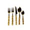 Bambus und Goldener Stahl Gussservice für 12 Personen, bestehend aus doppelten Gabeln, Messern, Löffeln und Gurken von Jieyang Rongcheng Chuangyaxing Edelstahl Besteck Fabrik, 60er Set 1