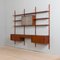 Danish Teak Wall Unit with 4 Cabinets and Modular Shelving System in the Style of Sorensen by Cadovius, 1960s 1