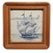 Antique Hand Painted Framed Ship Tile, Image 2
