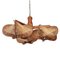 Mid-Century French Country Wood Straw Wooden 3 Light Chandelier, 1960s, Image 4