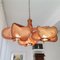 Mid-Century French Country Wood Straw Wooden 3 Light Chandelier, 1960s 5