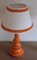 Lampada da tavolo vintage con base in ceramica arancione e paralume in tessuto bianco crema di Aro Lights, Germania, anni '70, Immagine 2