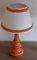 Vintage German Table Lamp with Orange Ceramic Foot and Cream White Fabric Screen from Aro Lights, 1970s 2