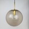 Large Brass with Smoked Glass Ball Pendant from Limburg, 1970s 1