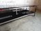 Large Vintage Coffee Table on Black Glass & Chromed Metal Rollers, 1970s 4