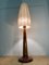 Large Mid-Century Walnut Table Lamp with Mushroom Shade 8