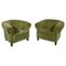 Art Deco Lounge Chairs in Green Olive Velvet Upholstery, Set of 2 1