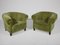 Art Deco Lounge Chairs in Green Olive Velvet Upholstery, Set of 2 4