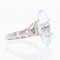 French Ring in 18 Karat White Gold with Aquamarine, 1970s 4