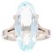 French Ring in 18 Karat White Gold with Aquamarine, 1970s 1