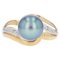 Modern Ring in 18 Karat Yellow Gold with Tahitian Pearl and Diamonds 1