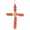 Antique Cross Pendant in 18 Karat Yellow Gold with Coral Pearls 1