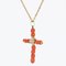 Antique Cross Pendant in 18 Karat Yellow Gold with Coral Pearls, Image 5