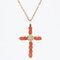 Colgante antiguo en forma de cruz de oro amarillo de 18 kt con perlas de coral, Imagen 3