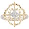Grande Bague Moderne en Arabesque Jaune Blanc 18 Carats avec Diamants 1