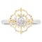 Small Modern Ring in 18 Karat Yellow White Arabesque with Diamonds 1