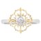 Small Modern Ring in 18 Karat Yellow White Arabesque with Diamonds, Image 1