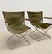 Mid-Century Wood Metal and Green Canvas Folding Armchairs, Set of 4, Image 13