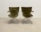 Mid-Century Wood Metal and Green Canvas Folding Armchairs, Set of 4 5