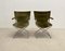 Mid-Century Wood Metal and Green Canvas Folding Armchairs, Set of 4, Image 5