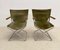 Mid-Century Wood Metal and Green Canvas Folding Armchairs, Set of 4 6