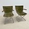Mid-Century Wood Metal and Green Canvas Folding Armchairs, Set of 4 2