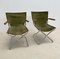 Mid-Century Wood Metal and Green Canvas Folding Armchairs, Set of 4, Image 2