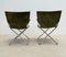 Mid-Century Wood Metal and Green Canvas Folding Armchairs, Set of 4 4