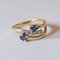 18k Vintage Gold Ring with Sapphires and Diamonds, 1950s 1
