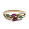 18K Vintage Yellow Gold Ring with Rubies and Emeralds, 1970s 1