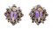 Hydrothermal Amethysts, Rubies, Diamonds, Rose Gold and Silver Earrings, Set of 2 3