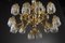 Lámpara de araña grande con adornos y cristales de bronce dorado, Imagen 7