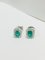 Boucles d'Oreilles en Or Blanc 18 Carats, Emeraude et Diamant, Set de 2 1