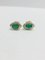 9 Carat White/Yellow Gold, Emerald & Diamond Earrings, Set of 2 1