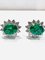 Vintage White Gold Emerald and Diamond Cluster Earrings, Set of 2 4