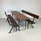 Vintage German Biergarten Table and Benches, Set of 3 1